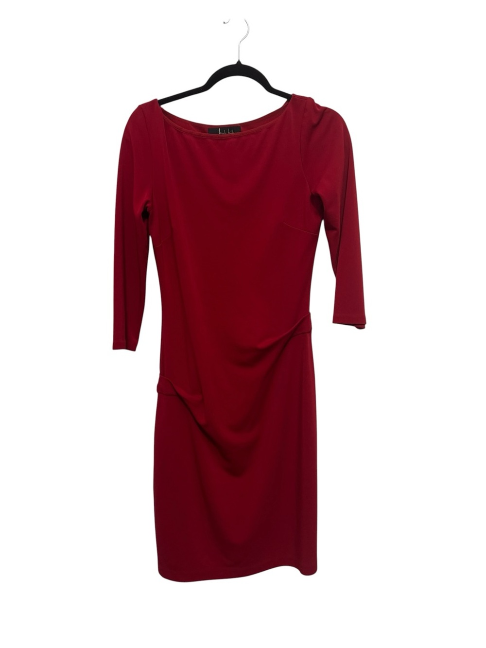 Nicole Miller Red Midi Sheath Dress with Three-Quarter Sleeves
